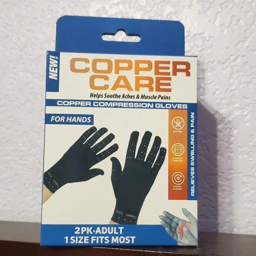 NWT Copper Care Adult Compression Gloves Hands Muscle Pain